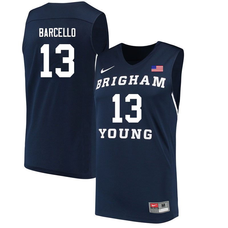 Men #13 Alex Barcello BYU Cougars College Basketball Jerseys Sale-Navy